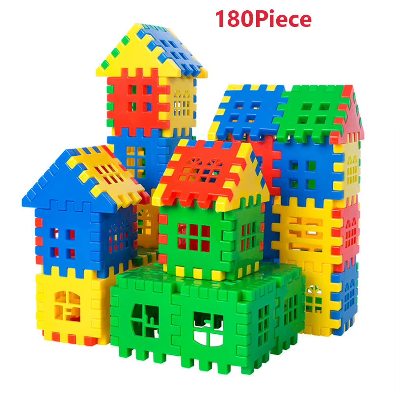 180Pcs Large Size Plastic 3D Interconnecting Building Blocks Toys for Children Learning Colorful DIY Block Boys Toy Brain Game