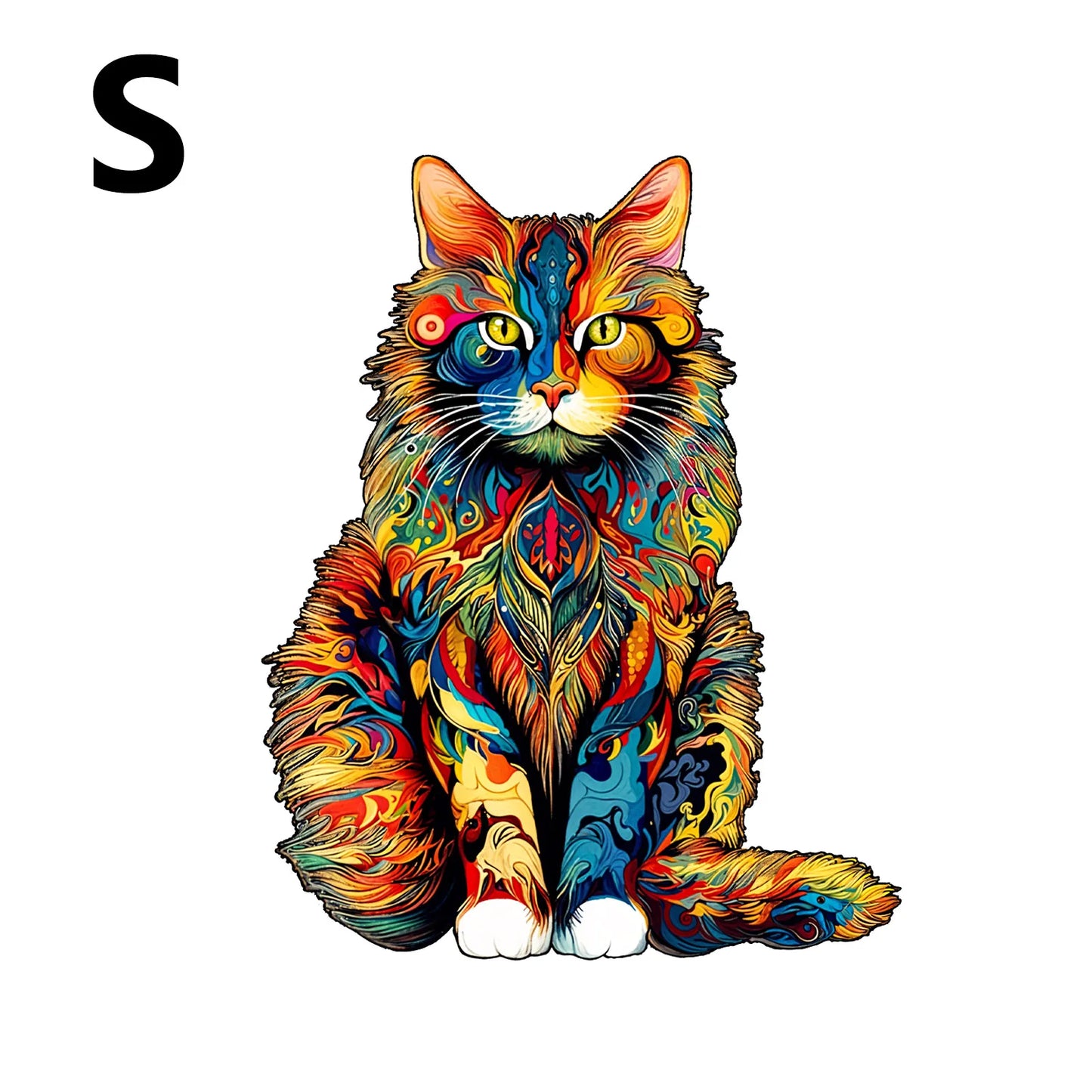 Unique Cat Pattern Wooden Puzzle,Irregular Animal Shapes, Leisure Toys, the Gift for Halloween, Christmas, Birthday.