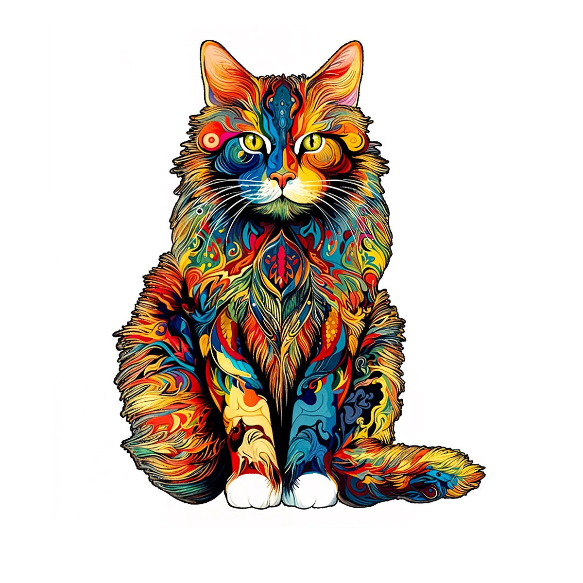 Unique Cat Pattern Wooden Puzzle,Irregular Animal Shapes, Leisure Toys, the Gift for Halloween, Christmas, Birthday.