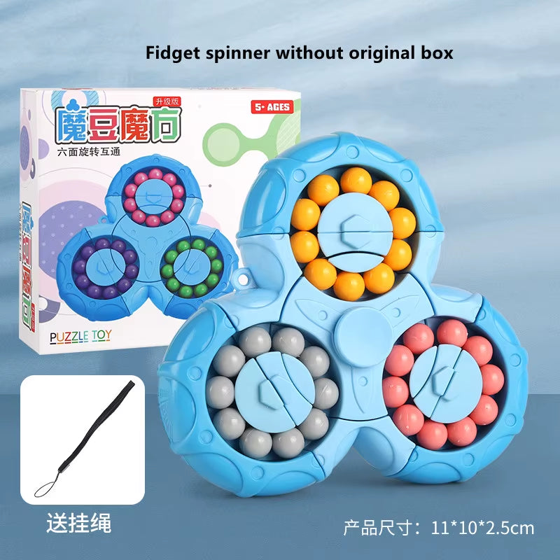 New Six-Sided Rotation Finger Bean Intelligence Gyro Antistress Fingertip Cube Learning Educational Magic Disk for Kids Gift