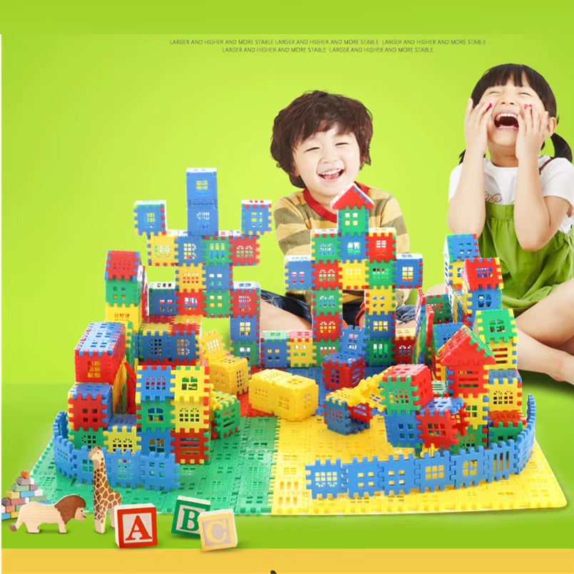 180Pcs Large Size Plastic 3D Interconnecting Building Blocks Toys for Children Learning Colorful DIY Block Boys Toy Brain Game