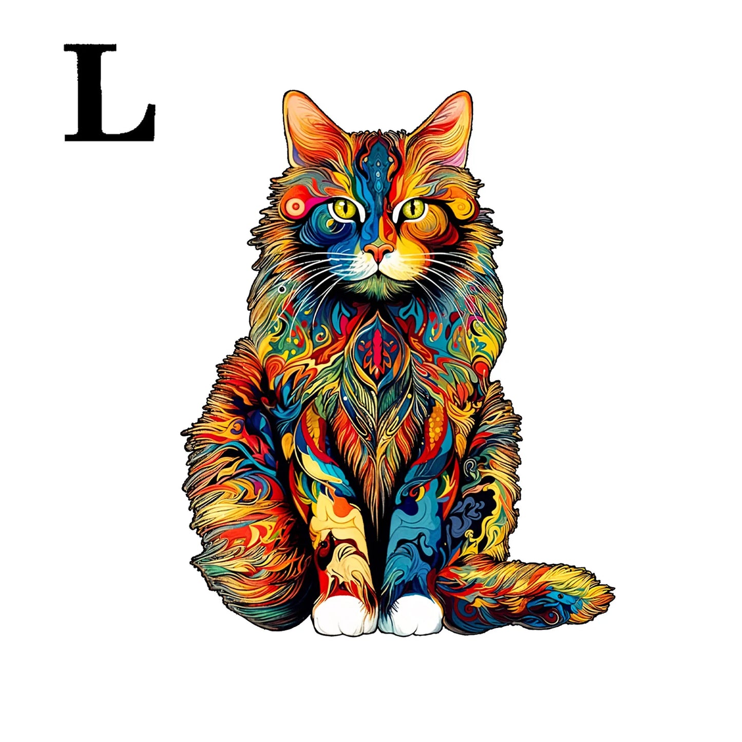 Unique Cat Pattern Wooden Puzzle,Irregular Animal Shapes, Leisure Toys, the Gift for Halloween, Christmas, Birthday.