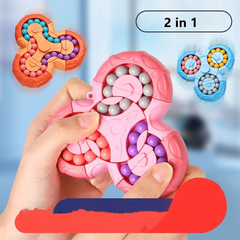 New Six-Sided Rotation Finger Bean Intelligence Gyro Antistress Fingertip Cube Learning Educational Magic Disk for Kids Gift