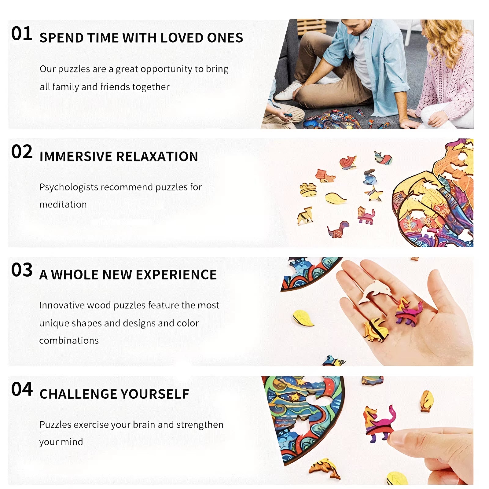 Unique Cat Pattern Wooden Puzzle,Irregular Animal Shapes, Leisure Toys, the Gift for Halloween, Christmas, Birthday.