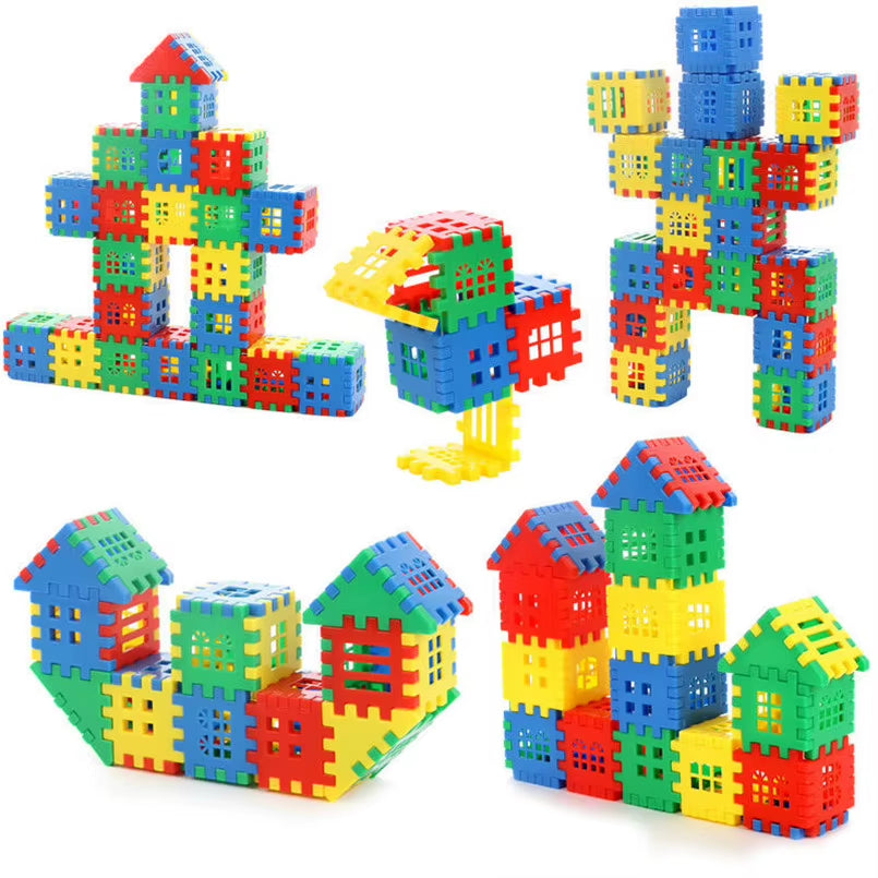 100/140PCS Plastic Building Blocks Bricks Toy for Baby Kids Funny Educational Colorful House Block Toys Children Christmas Gift